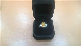 Synthetic Amber Unisex Silver & Stone Ring 925 Silver 3.6g Size:7.75